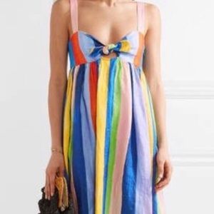 Mara Hoffman Tie Front Ankle Dress Rainbow Stripes